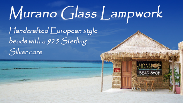 Handcrafted European Murano Glass Lampwork with Sterling Silver core at our Beach Shop